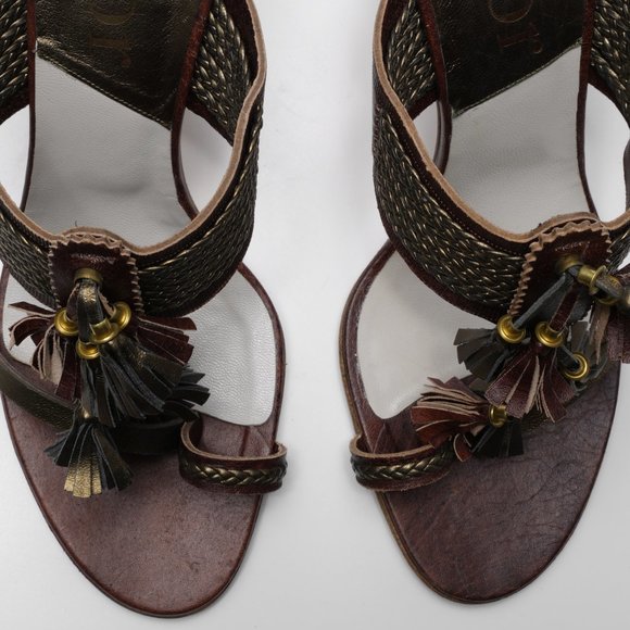 Christian Dior cracked leather Sandal/Slide sz 37 - Picture 8 of 9